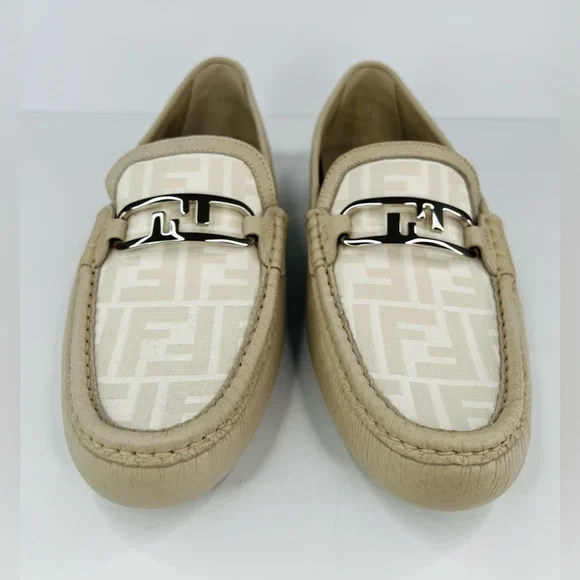 Fendi O'Lock FF Jacquard Logo Driving Leather Shoes UK 10 - US 11 - EU 44
